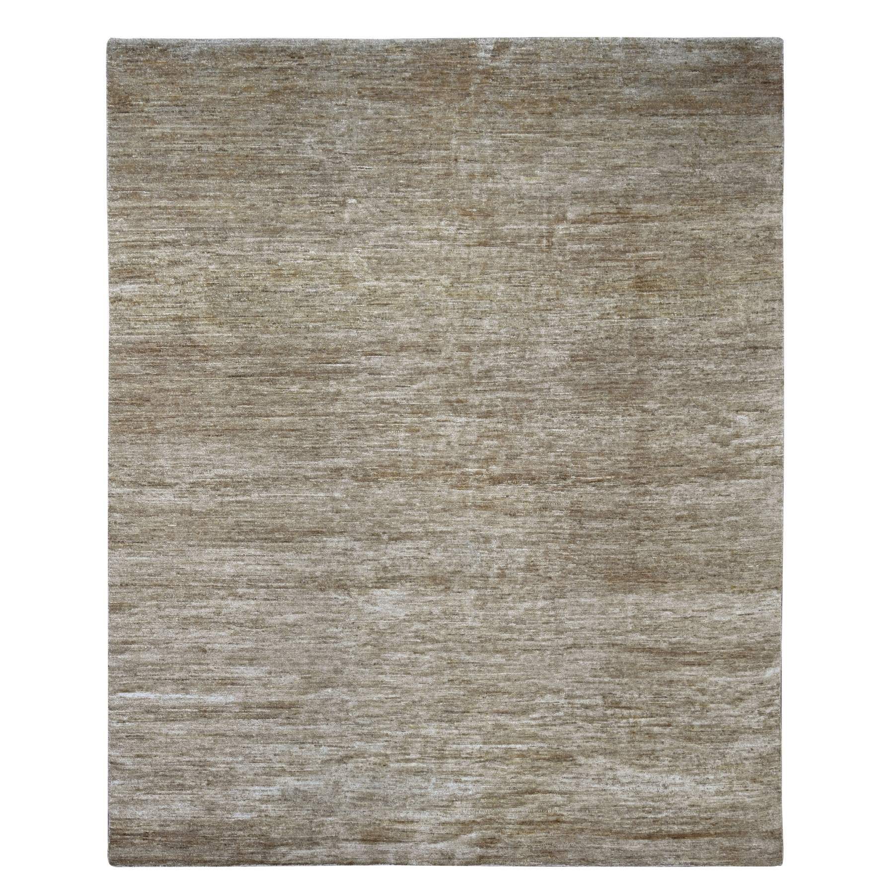 7'9"x9'8" Coffee Brown, Plain Solid Pattern, Hand Knotted, Hand Spun Ghazni Wool, Lush and Plush, Oriental Rug 
